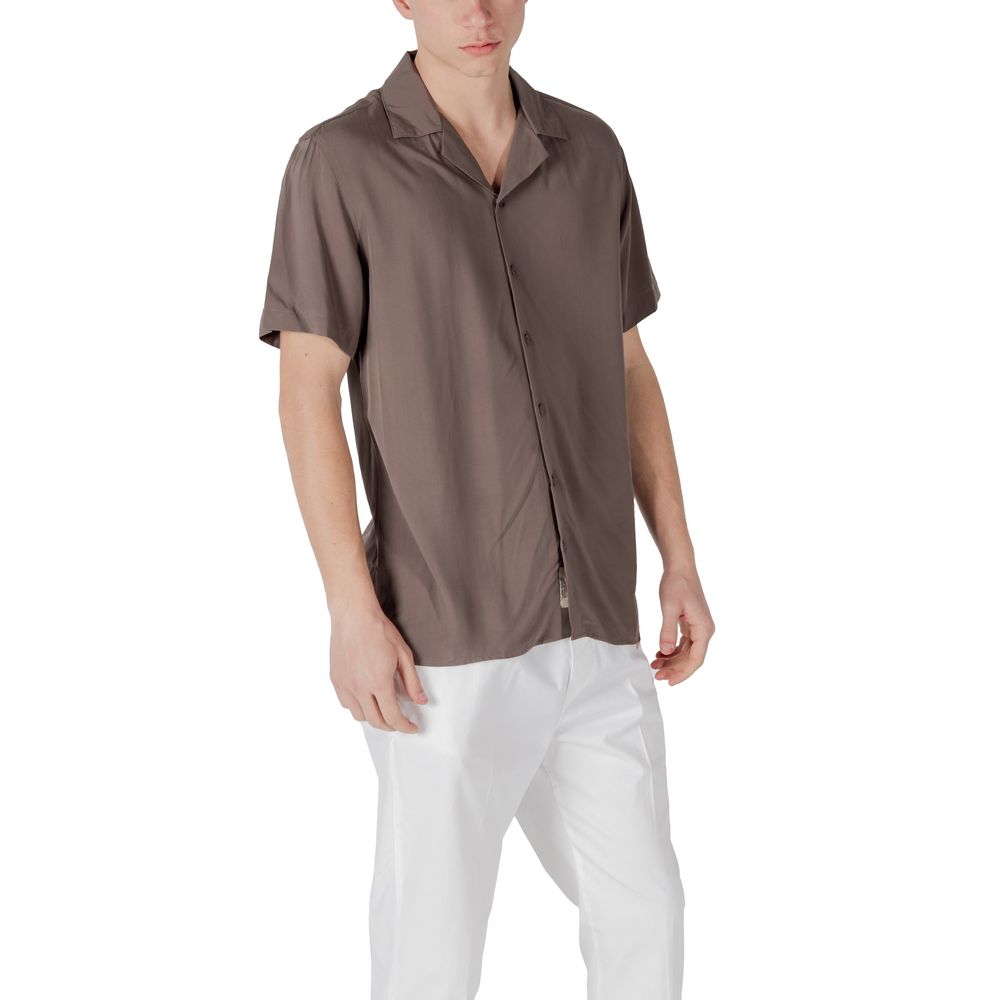 Gianni Lupo Brown Viscose Shortsleeve Shirt