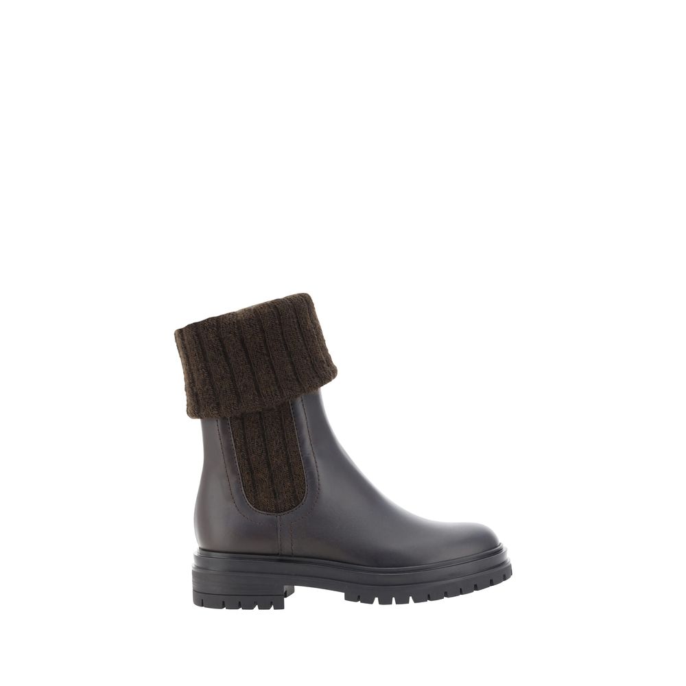 Gianvito Rossi Black Calf Leather Bos Taurus Ankle Boots