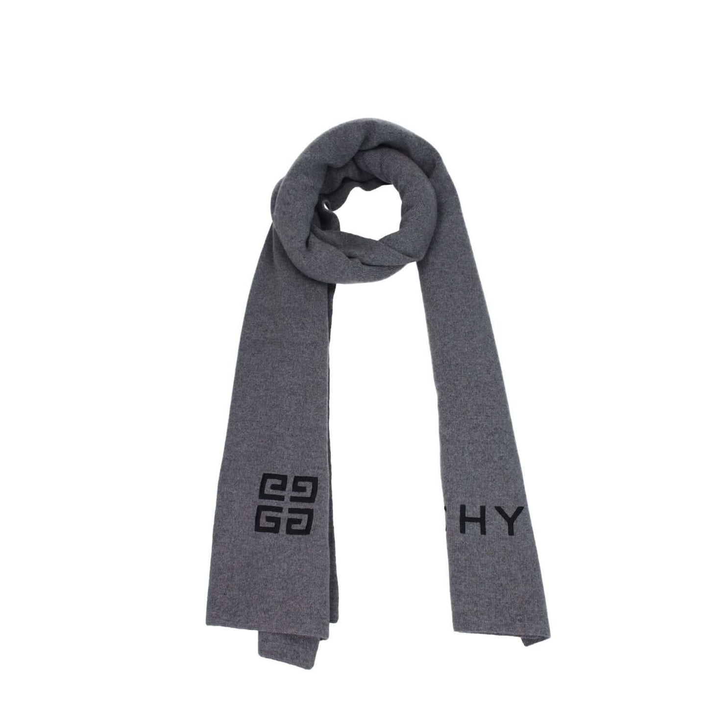 Givenchy Gray Wool Scarf with logo, crafted from 70% wool and 30% cashmere in wolf grey, style casual, MPN BP007RP0H7097.