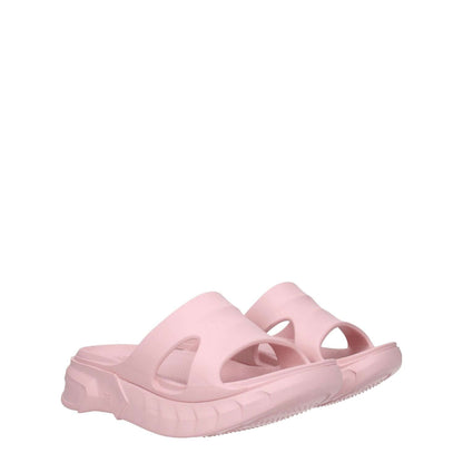 Givenchy Pink Cotton Slippers with back logo, open toe design, and mid heels, made of rubber, in blush color.