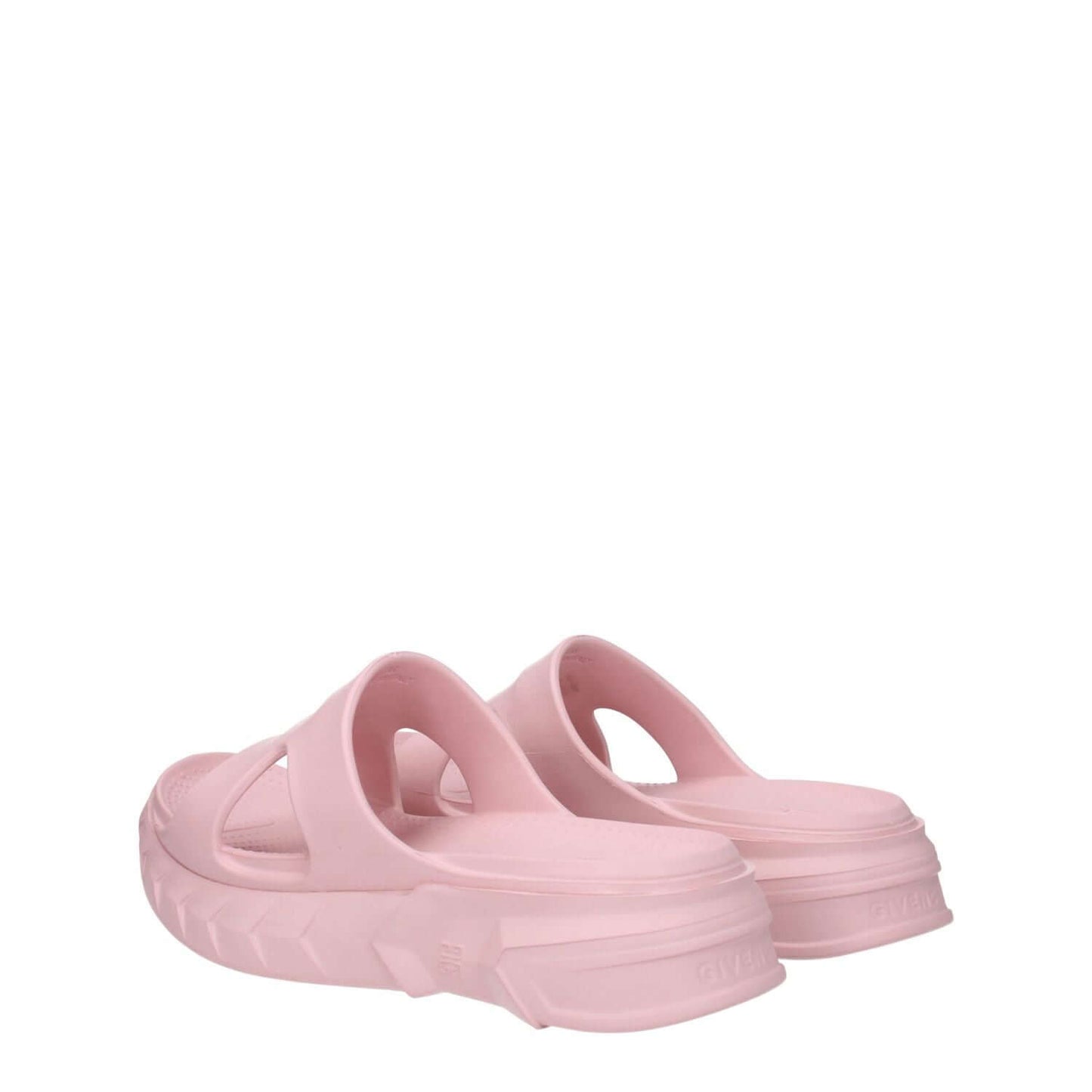 Givenchy Pink Cotton Slippers with open toe and rubber mid heels, featuring back logo and blush secondary color.