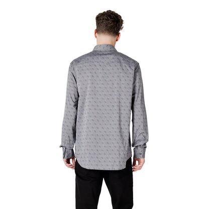 Guess Gray Cotton Pattern Shirt