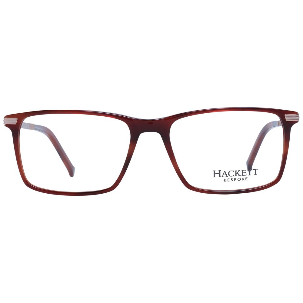 Hackett Brown Acetate Glasses (Frames) - Full-rim rectangular men's glasses in brown acetate with demo lenses and branded case.