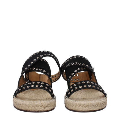 Isabel Marant Black Leather Sandals with studs, open toe, and buckle closure, featuring a flat leather sole. MPN EP0003FAB1C02S01BK.