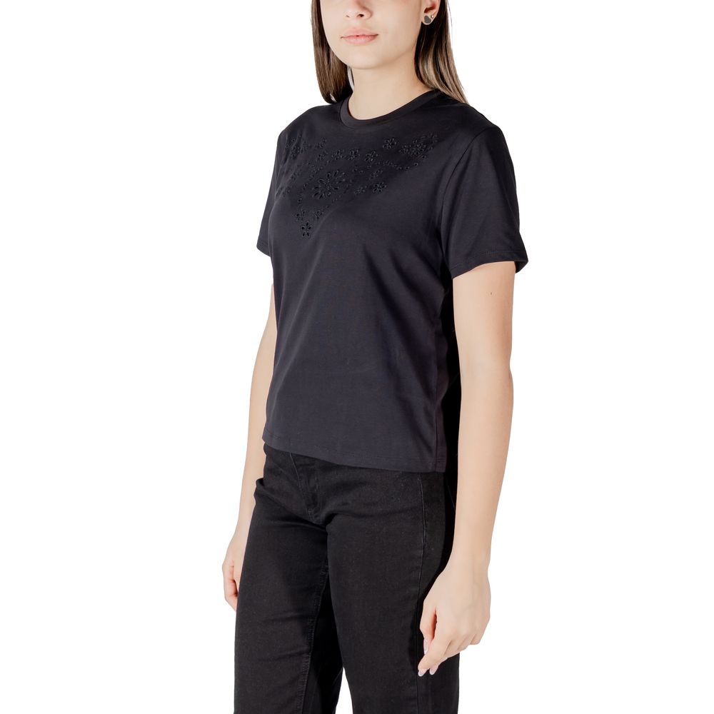 Jacqueline De Yong Black Cotton T-Shirt
