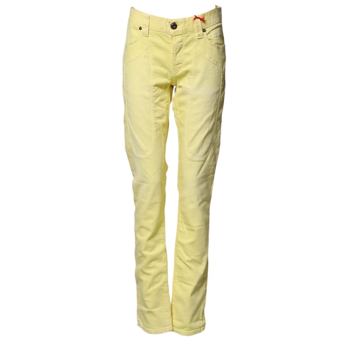 Jeckerson Yellow Mid Waist Straight Fit Men Denim Trouser Jeans