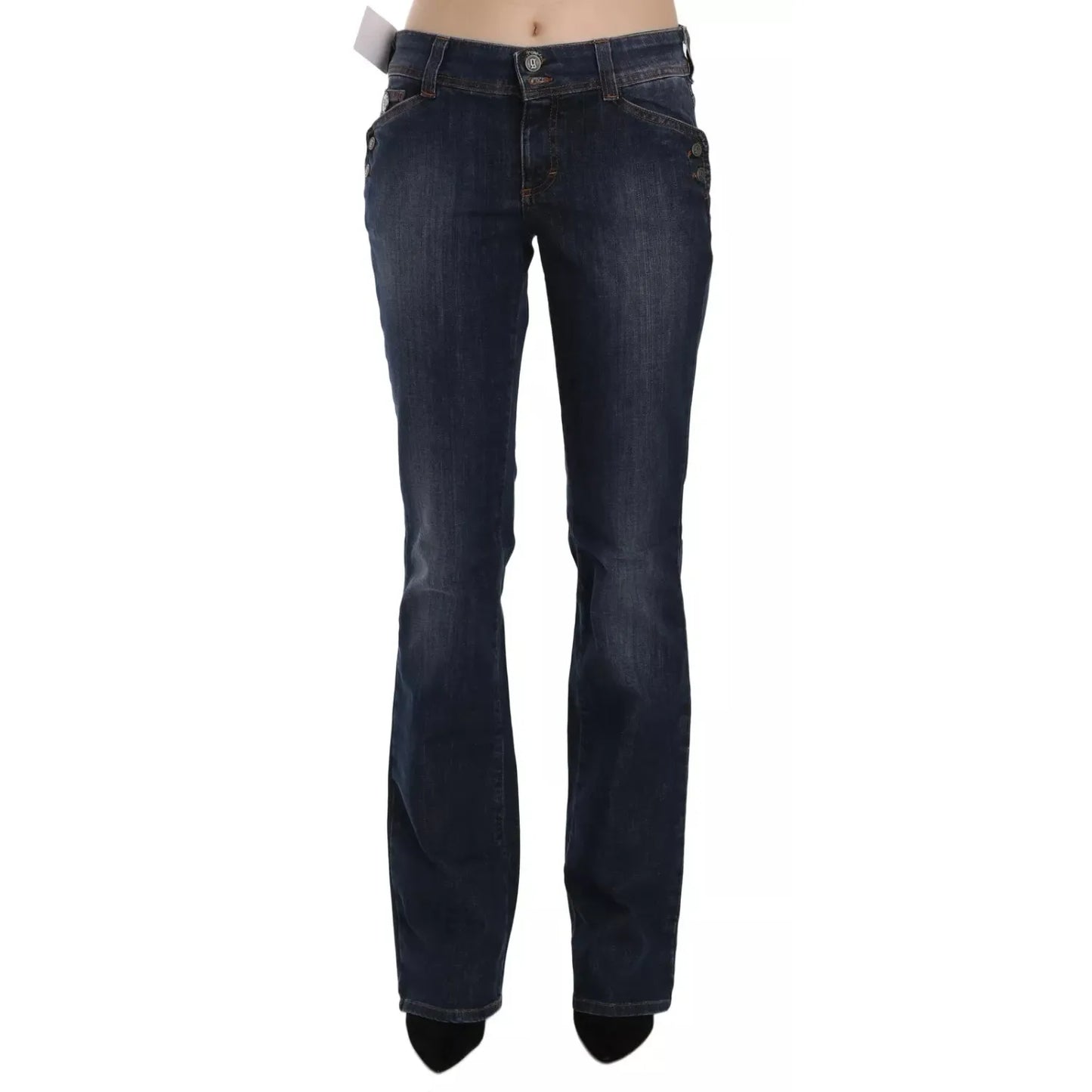 John Galliano Blue Washed Mid Waist Flared Denim Casual Pants Jeans