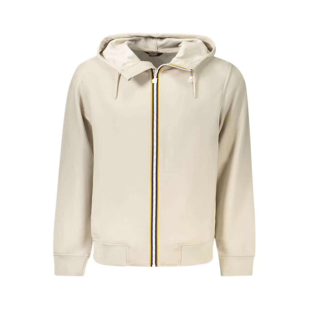 K-WAY Beige Polyester Men Sweater Hooded with zipper, contrast details, and logo, offering comfort and style for modern men.