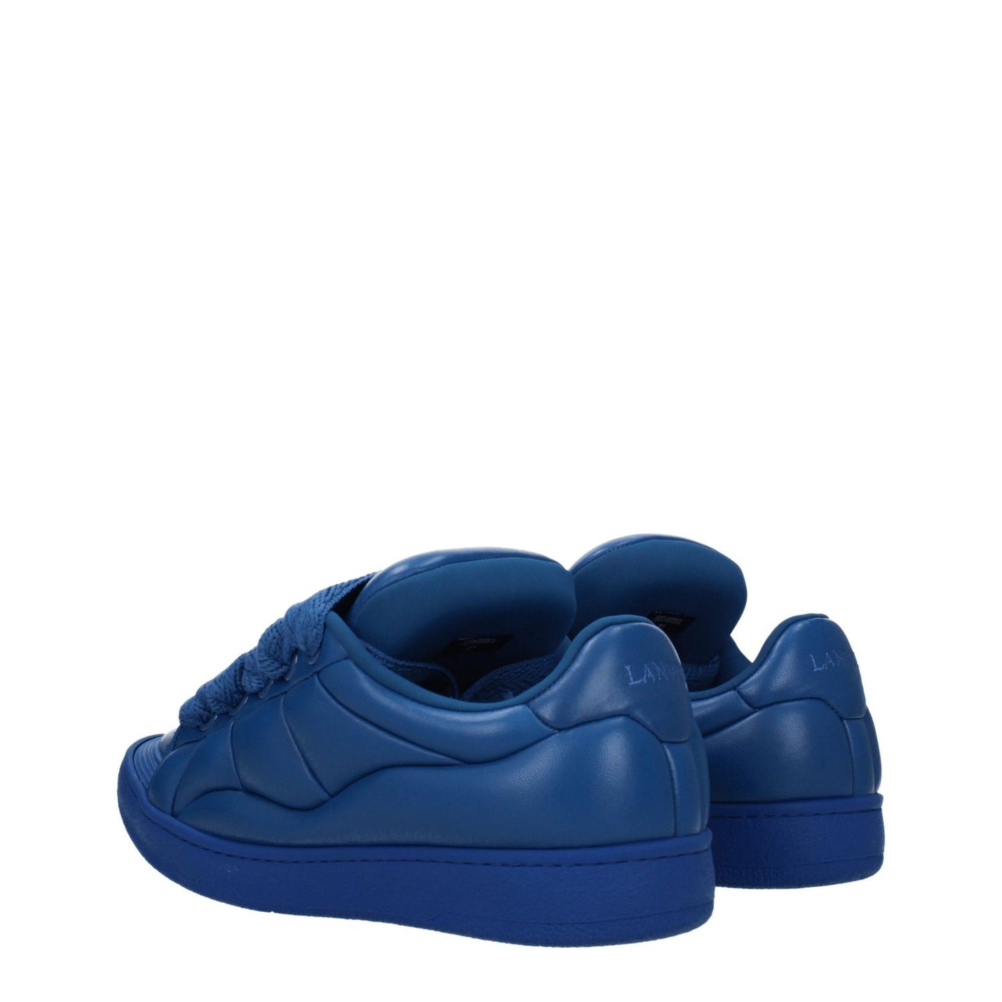 Lanvin Blue Leather Low Top Sneakers with front and back logo, street style, lace-up closure; MPN: FMSKDK0CNAPA2020.