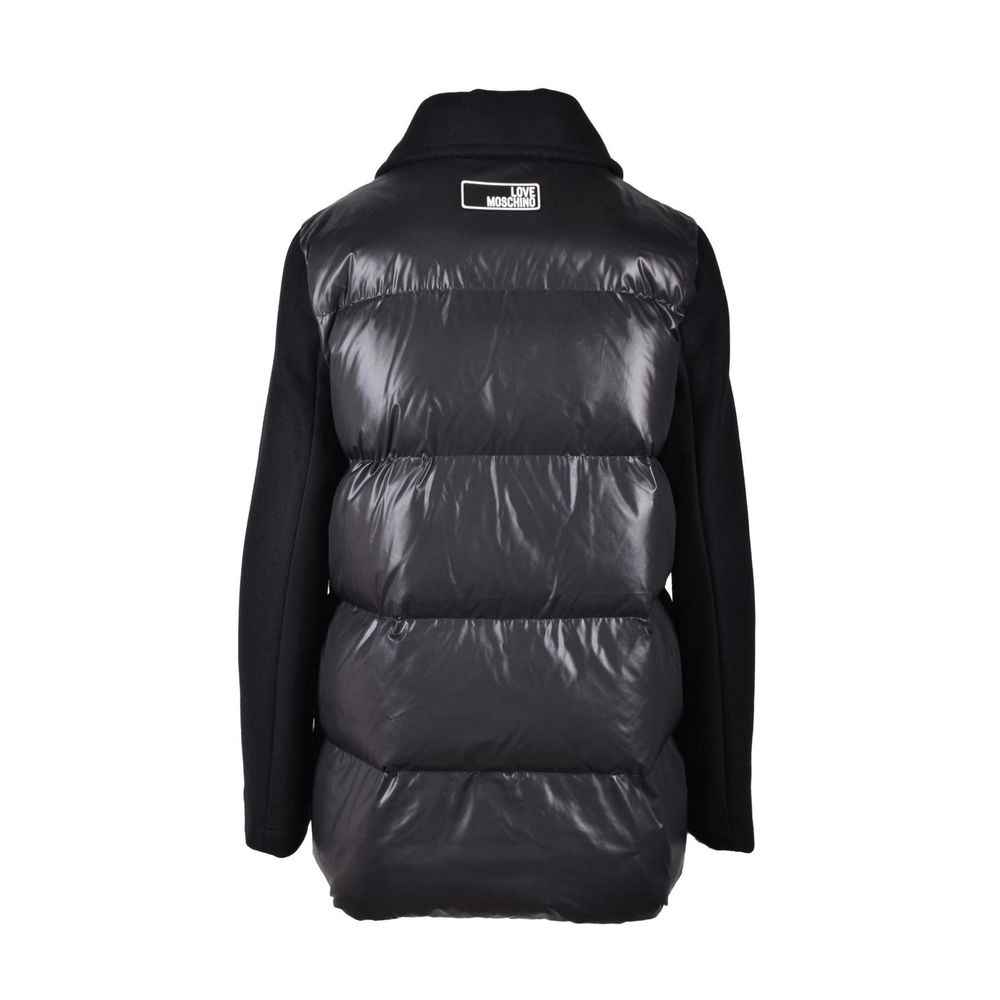 Love Moschino Black Polyester Clothing - Women's Puffer Jacket with padded panels in back view
