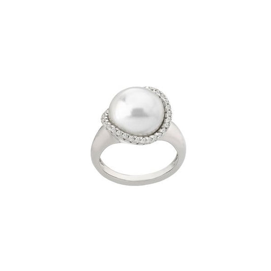 MAJORICA JEWELRY Mod. 15879.01.2.913.010.1 elegant pearl ring with a polished band