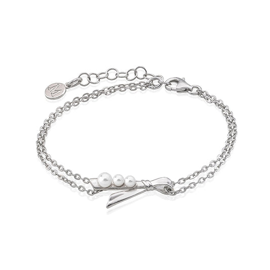 Silver bracelet with pearl accents, MAJORICA JEWELRY Mod. 16037.01.2.000.010.1, featuring adjustable chain and delicate design.