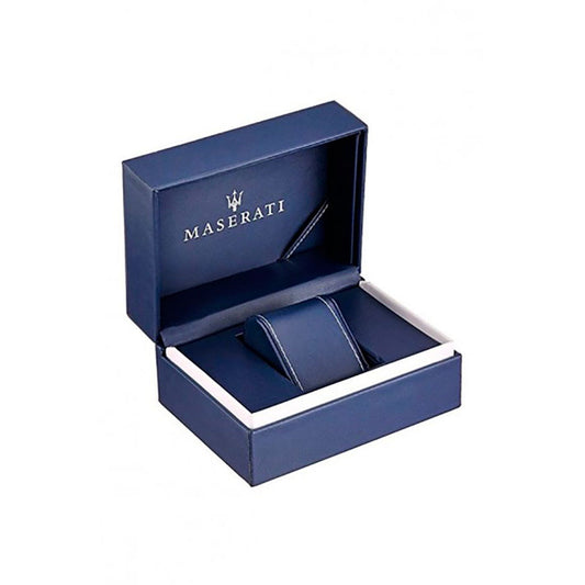 MASERATI Mod. POTENZA official watch box in blue, showcasing premium packaging for the luxury wristwatch.