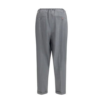 Back view of Magliano Gray Polyester Casual Pants with elastic waistband and two side pockets.
