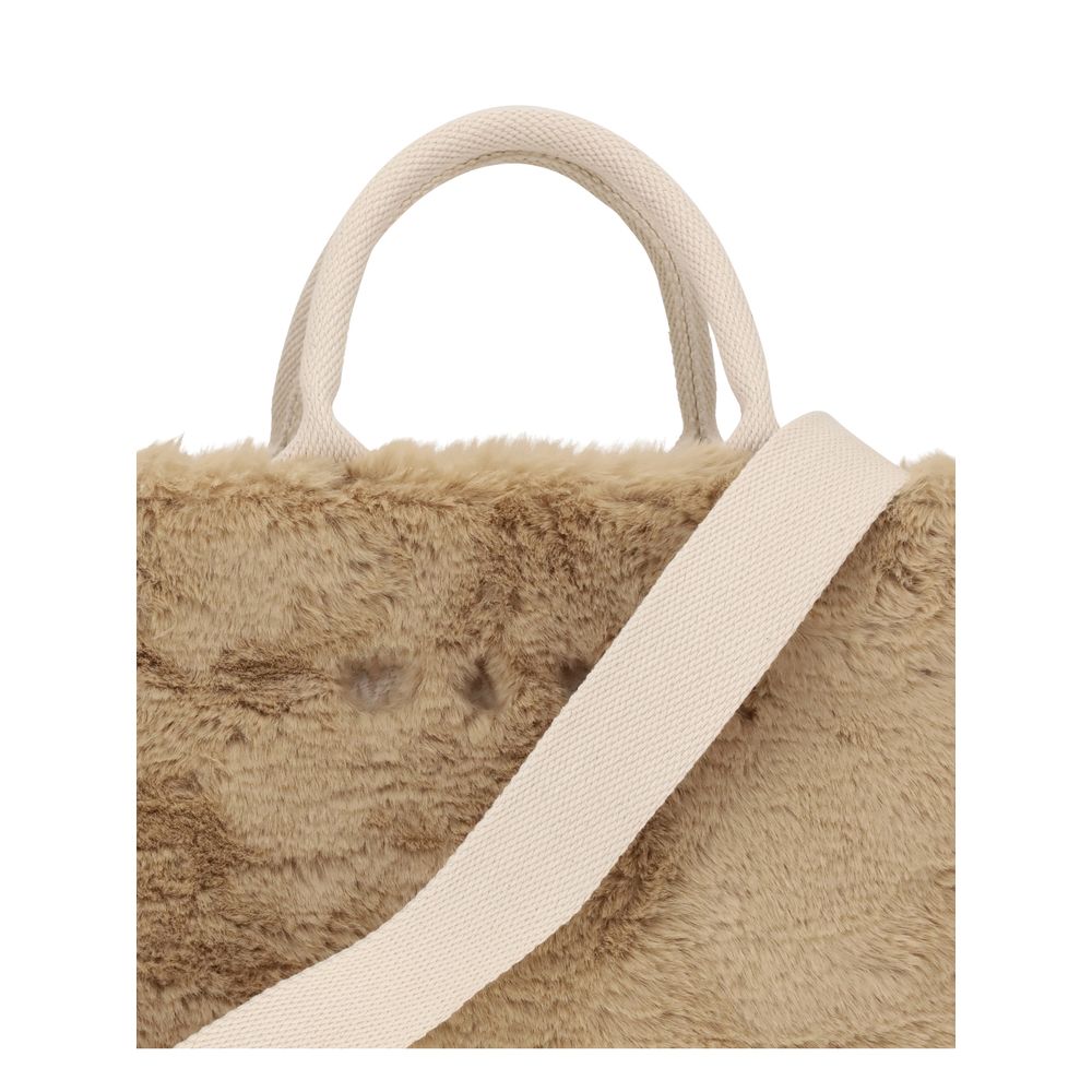 Marni Beige Polyester Handbag with fur lining and adjustable strap