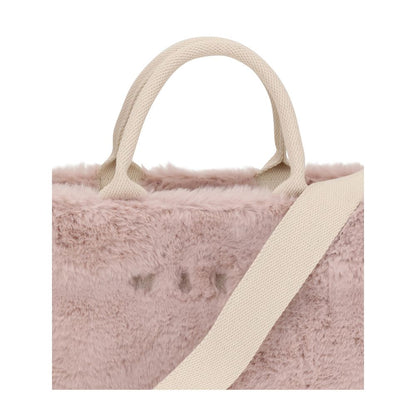 Marni Multicolor Polyester Handbag with fur lining and fabric handles, featuring a distinctive logo design on the front.