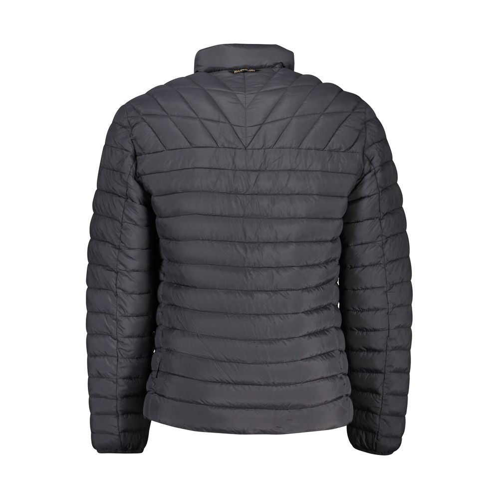 Napapijri Black Polyamide Men Jacket with quilted design, showcasing back view.