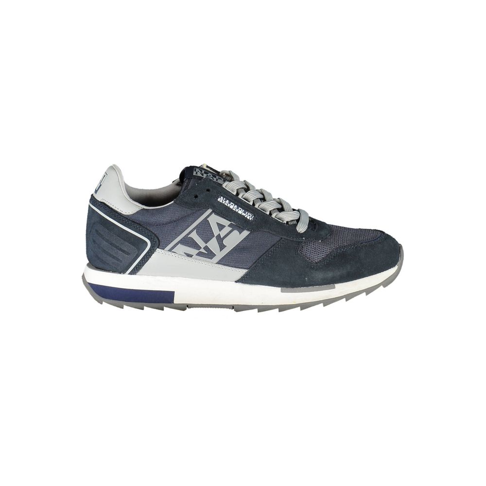 Napapijri Blue Leather Mens Sneaker with logo and contrasting details