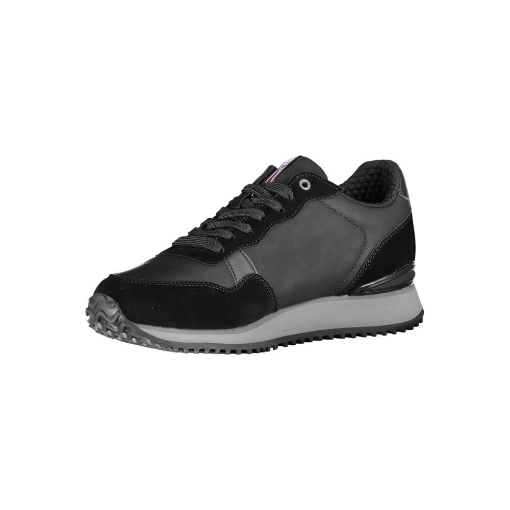Napapijri Sleek Black Contrast Lace Sneakers with bold logo and customizable laces, ideal for a fashion-forward look.