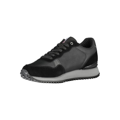 Napapijri Sleek Black Contrast Lace Sneakers with bold logo and customizable laces, ideal for a fashion-forward look.