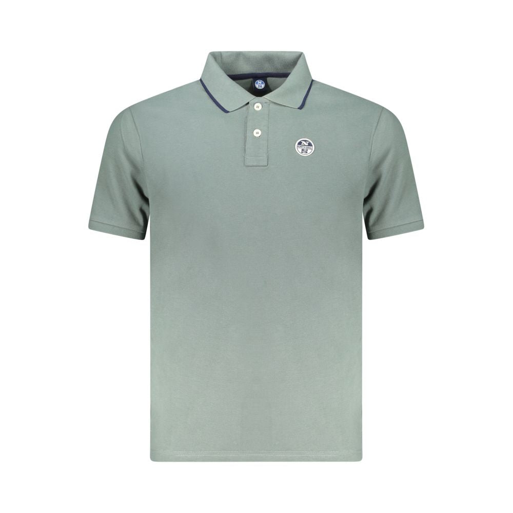 North Sails Green Cotton Men Polo Shirt with two-button placket and logo