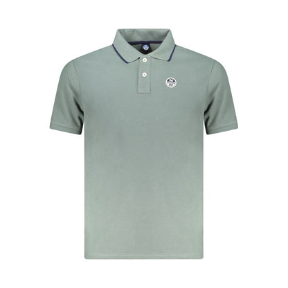 North Sails Green Cotton Men Polo Shirt with two-button placket and logo