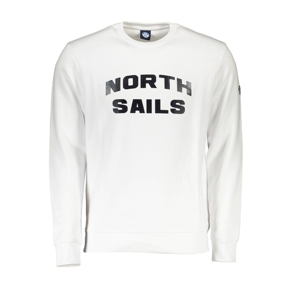 Alt Tag: North Sails White Cotton Men's Sweater with logo, showcasing a stylish and comfortable crew neck design for casual elegance.