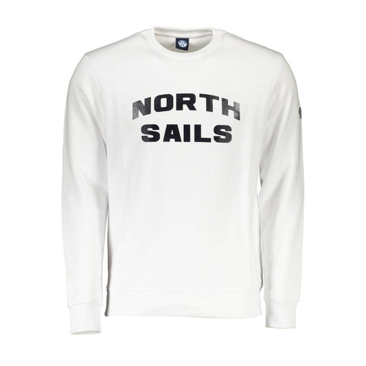 Alt Tag: North Sails White Cotton Men's Sweater with logo, showcasing a stylish and comfortable crew neck design for casual elegance.