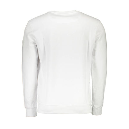 Back view of North Sails White Cotton Men's Sweater showcasing its elegant design and comfortable fit.