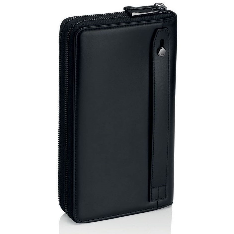 Front view with bag zipped and handles upright.