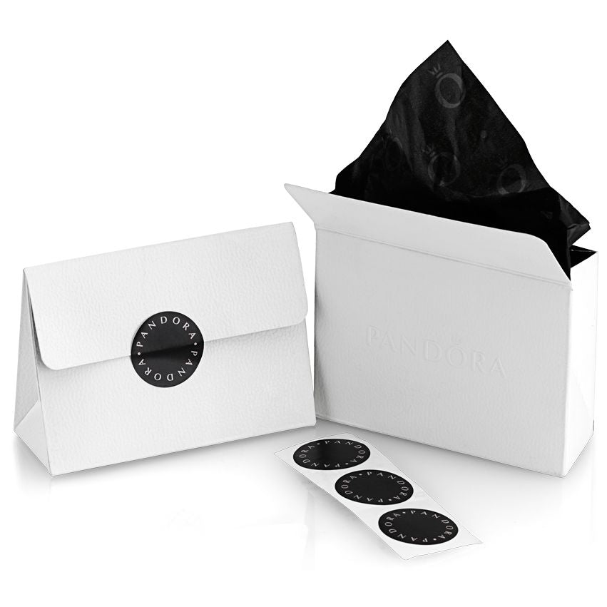 PANDORA JEWELRY Mod. 594028C00-17 packaging, showcasing elegant white box and accessories.