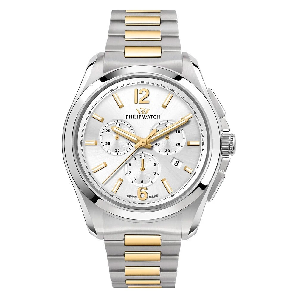 PHILIP WATCH MOD. R8273618001 gent wristwatch with chronograph, silver case, quartz movement, sapphire dial, 43 mm size.