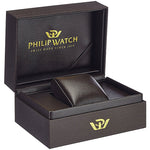 Luxury watch box for PHILIP WATCH MOD. R8273618001, ideal packaging for gent's 43 mm silver quartz chronograph wristwatch with sapphire dial.