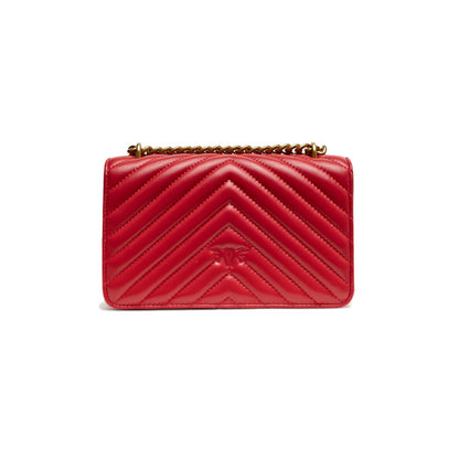 PINKO Red Leather Love One Mini Shoulder Bag