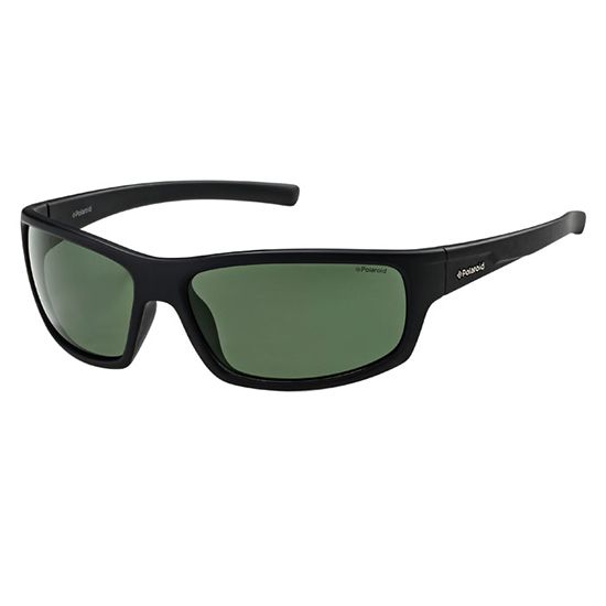 POLAROID MOD. P8411 acetate sunglasses for gents in black with green lenses.