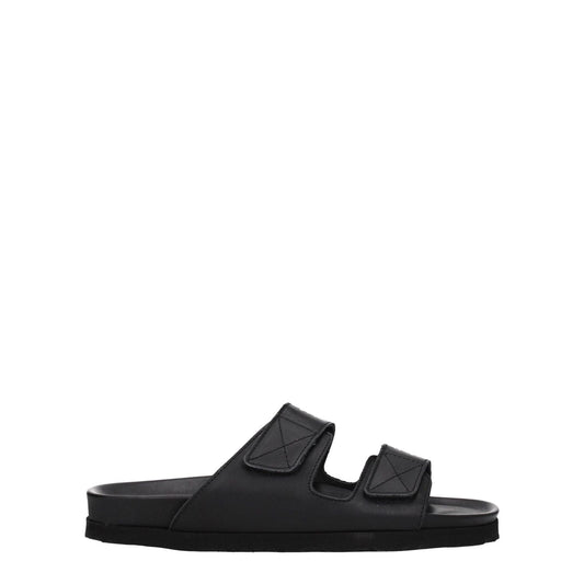 Palm Angels Black Leather Slippers