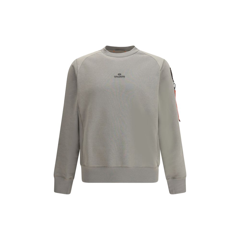 Parajumpers Sabre Basic Sweatshirt in cotton and polyester blend, featuring ribbed crew neck and matte finish nylon inserts, AW25 collection.