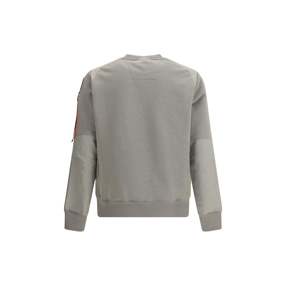 Back view of Parajumpers Sabre Basic Sweatshirt from Rescue Fleece line, featuring grey cotton-polyester blend and matte-finish nylon inserts.