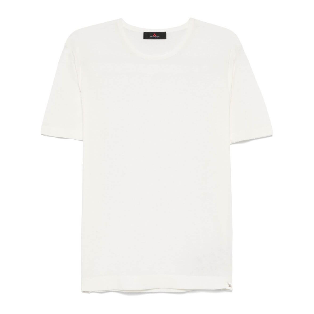 Peuterey T-shirts and Polos White, white cotton crew neck t-shirt with short sleeves, ribbed cuffs and hem, perfect fit, size M.