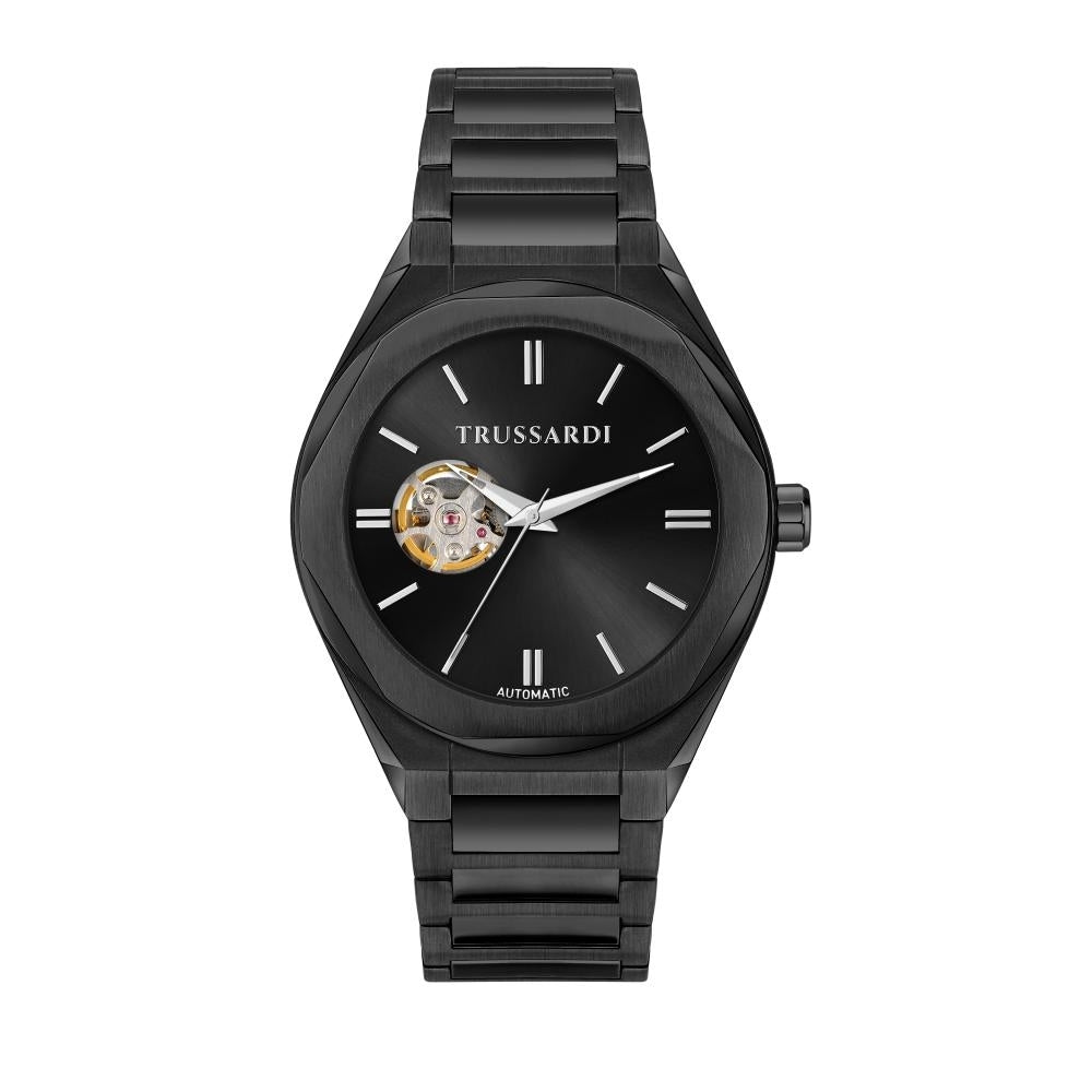 TRUSSARDI MOD. BIG wristwatch with 42 mm silver case, mechanical automatic movement, designed for gents.