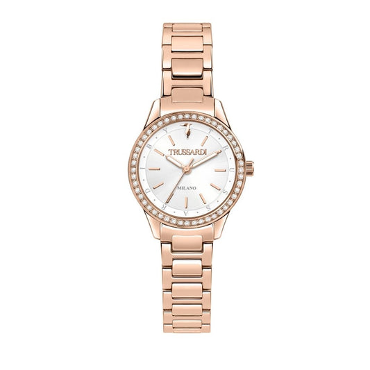 Luxury wristwatch TRUSSARDI MOD. T-SKY with elegant rose gold finish and diamond accents, featuring a sophisticated round dial.