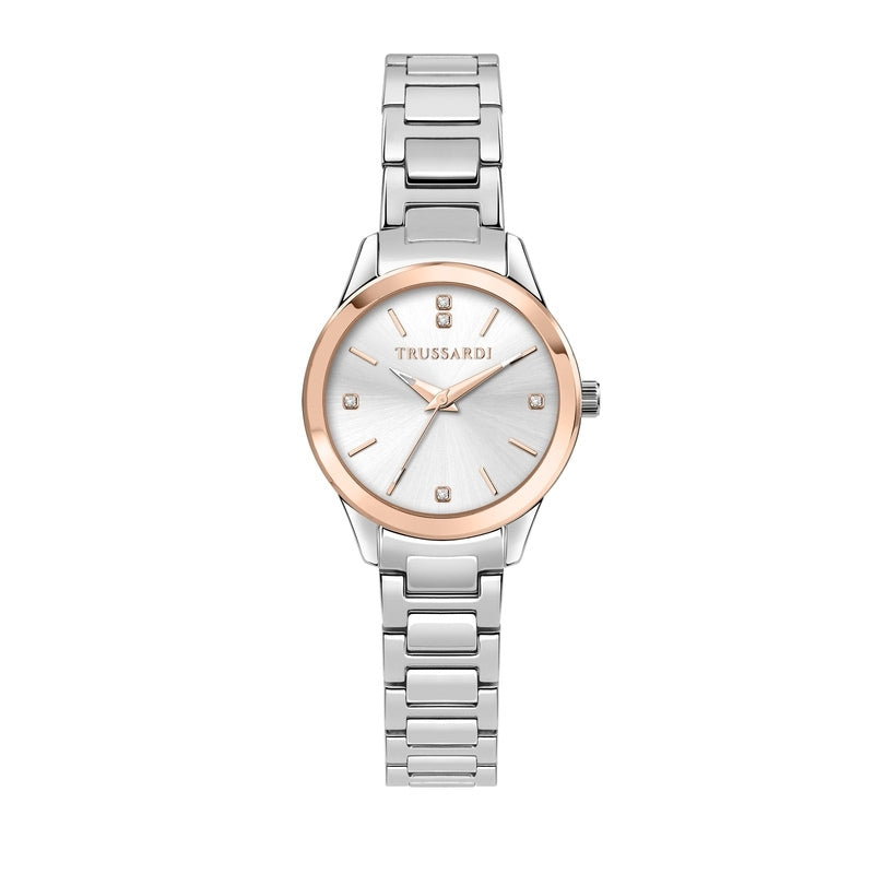 TRUSSARDI MOD. T-SKY Lady Quartz Wristwatch in Silver with Mineral Dial