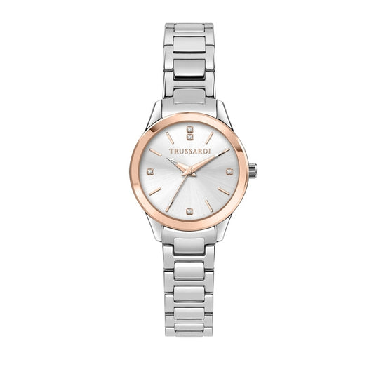 TRUSSARDI MOD. T-SKY Lady Quartz Wristwatch in Silver with Mineral Dial