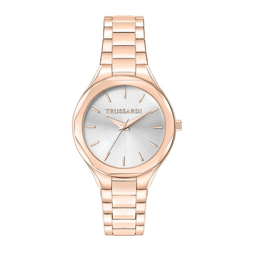 TRUSSARDI MOD. SMALL silver lady's wristwatch with quartz movement and mineral dial, 32mm case size.