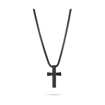 RADIANT JEWELS JEWELRY Mod. RH000322 black cross pendant necklace on display