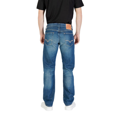 Replay Blue Cotton Relaxed Fit Jeans