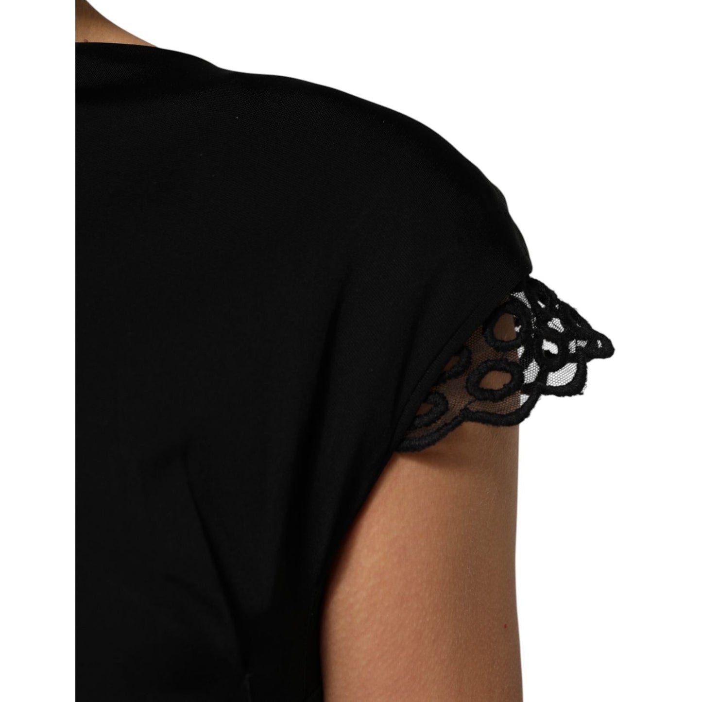 Roberto Cavalli Black Bodycon Short Sleeves Dress