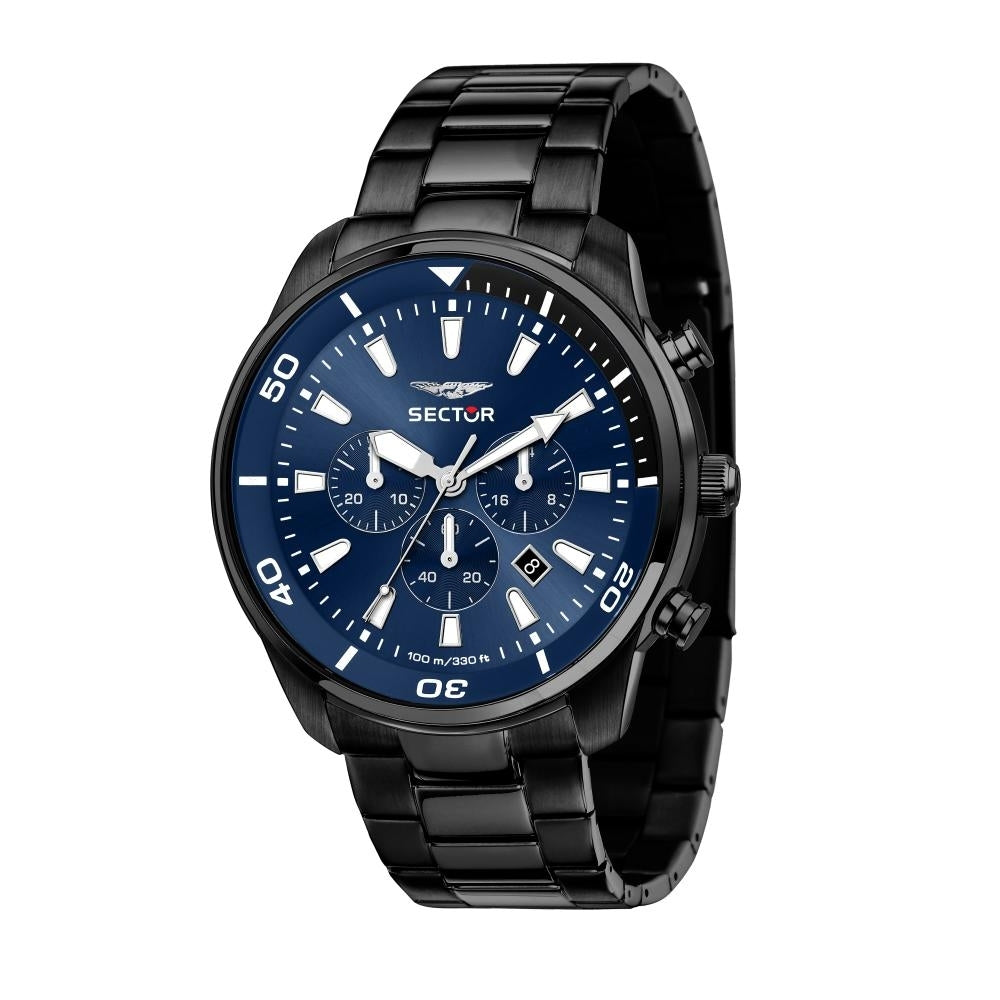 SECTOR Mod. OVERSIZE wristwatch, 48mm stainless steel case, quartz movement, chronograph, water resistant 10 ATM, silver finish.