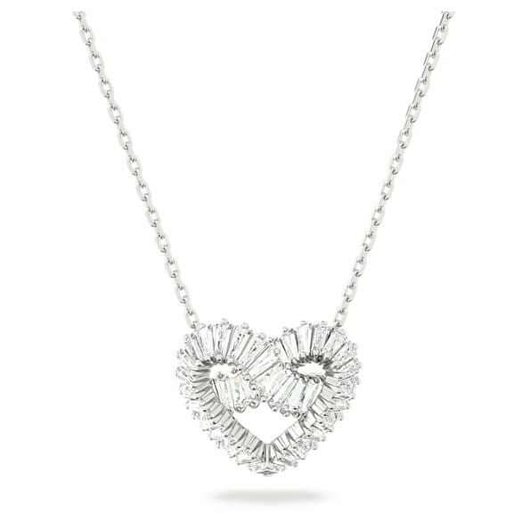 Swarovski Mod. 5647924 heart-shaped silver necklace with quartz analog movement, 38 mm case, 5 ATM water resistance in official box.