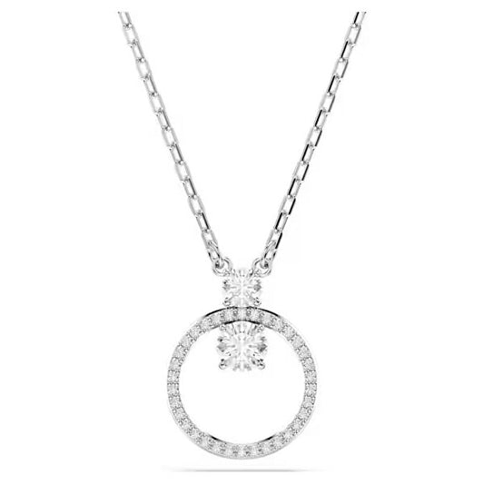 Elegant Swarovski necklace with sparkling pendant, featuring a circular design and brilliant crystals, perfect for a sophisticated look.